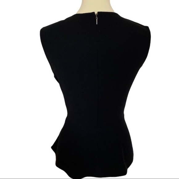 NWT Rebecca Taylor Black Crepe & Lace Sleeveless Peplum Blouse Size 10 - Picture 8 of 12
